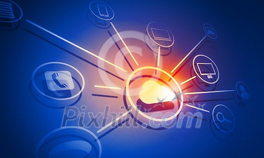 Digital background image with networking connection and cloud computing concept Digital background image with networking connection and cloud computing concept