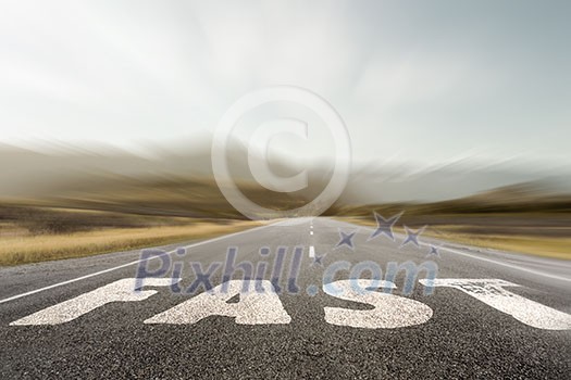 Conceptual image with word on asphalt road Conceptual image with word on asphalt road