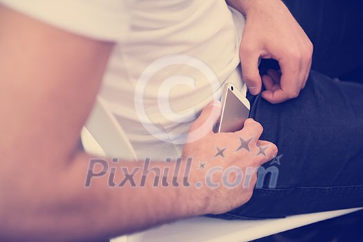 don't disturb, student putting phone in pocket don't disturb, student putting phone in pocket
