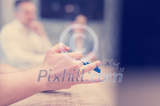 young businessman hand using pen closeup shot young businessman hand using pen closeup shot