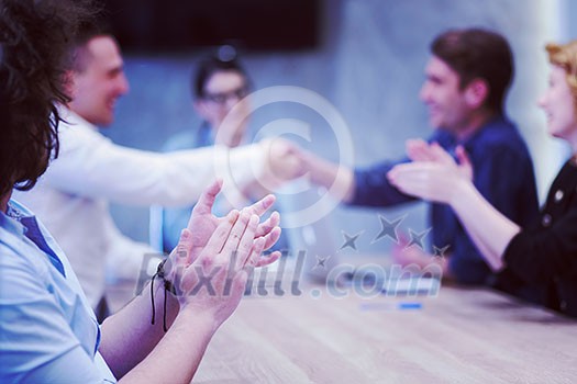 Business Partner Shake Hands on meetinig in modern office building