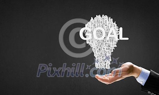 Businessman holding in hands successful idea concept Businessman holding in hands successful idea concept