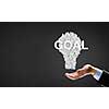 Businessman holding in hands successful idea concept