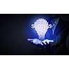 Businessman holding in hands successful idea concept