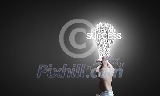 Businessman holding in hands successful idea concept Businessman holding in hands successful idea concept