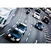 City streets with heavy traffic - motion blurred & color toned image