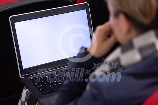 business people hands typing on laptop computer keyboard during the seminar at conference room business people hands typing on laptop computer keyboard during the seminar at conference room