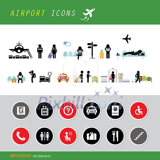 vector airport terminal icon set vector airport terminal icon set