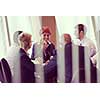 startup business people group have meeting in modern bright office interior, senoir investors  and young software  developers
