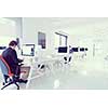 startup business, software developer working on computer at modern office