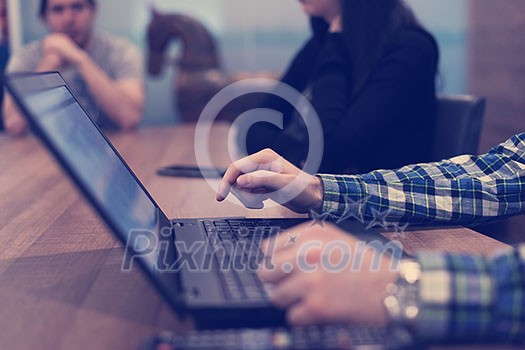 software developer writing programming code on laptop computer software developer writing programming code on laptop computer