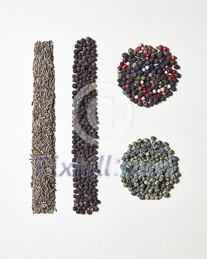 Aromatic spices in the form of circles for preparing homemade food on a white with place for text. Food or spicy cooking concept, Healthy eating background. Flat lay Aromatic spices in the form of circles for preparing homemade food on a white with place for text. Food or spicy cooking concept, Healthy eating background. Flat lay