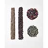 Aromatic spices in the form of circles for preparing homemade food on a white with place for text. Food or spicy cooking concept, Healthy eating background. Flat lay