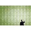 Rear view of businessman drawing with marker money earning concept
