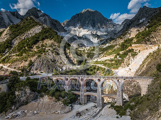 Colonnata village and Carrara mountains. Massa-Carrara Tuscany Italy Colonnata village and Carrara mountains. Massa-Carrara Tuscany Italy