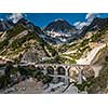 Colonnata village and Carrara mountains. Massa-Carrara Tuscany Italy