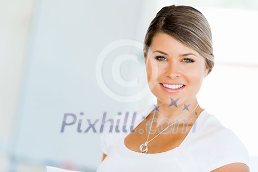 Young attractive businesswoman in office Young attractive businesswoman in office