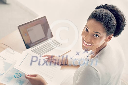 Businesswoman working with laptop in offfice Businesswoman working with laptop in offfice