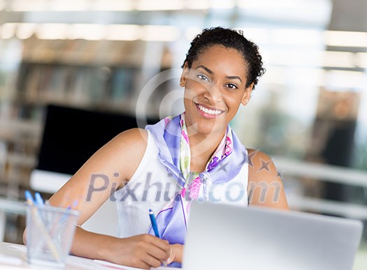 Young woman in an office Young woman in an office