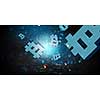 Background technology concept with crypto currency symbols. Mixed media