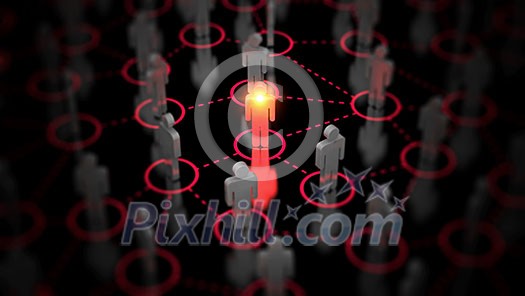 Abstract social network concept, connecting human figures by network graph. Abstract social network concept, connecting human figures by network graph.