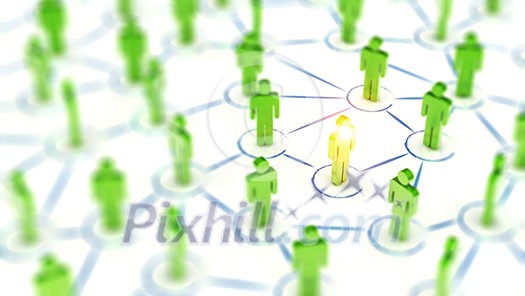 Abstract social network concept, connecting human figures by network graph. Abstract social network concept, connecting human figures by network graph.