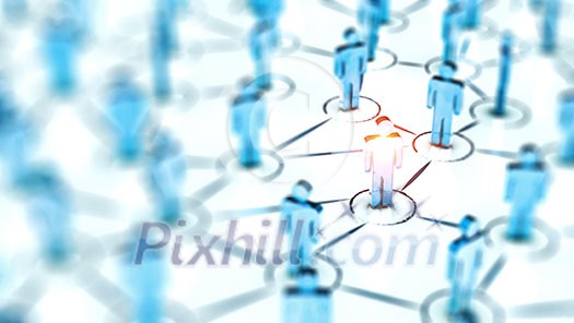 Abstract social network concept, connecting human figures by network graph. Abstract social network concept, connecting human figures by network graph.