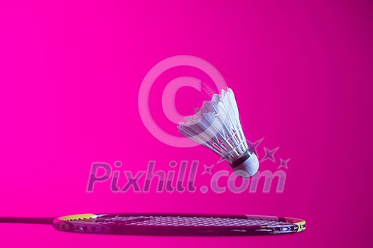 badminton racket and shuttlecock closeup badminton racket and shuttlecock closeup