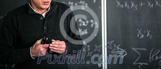 Blackboard with math lesson written on it Blackboard with math lesson written on it