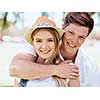 Romantic young couple relaxing in park