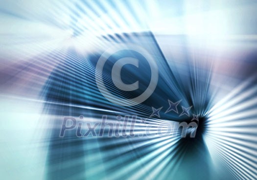 abstract geometric blue and white background of light with straight spectrums moving in different directions and intercrossing