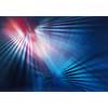 abstract geometric colourful texture of light striped with straight crossing lines of rays and shadows in blue and red colour