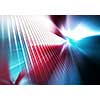 abstract geometric coloured background of lined inclined surfaces illuminated with white light