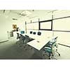 interior of new modern office meeting room with big windows