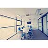 interior of new modern office meeting room with big windows