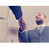 business partners, partnership concept with two businessman handshake