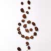 Pine cones in the shape of a treble clef presented on a gray background with copy space for text. Natural composition. Flat lay