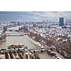 aerial view of Paris, panoramic scene of Seine river