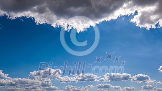 Blue sky with lots of clouds. Beautiful natural layout with copy space.