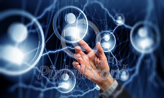 Male hand touching with finger social connection concept. 3d rendering Male hand touching with finger social connection concept. 3d rendering