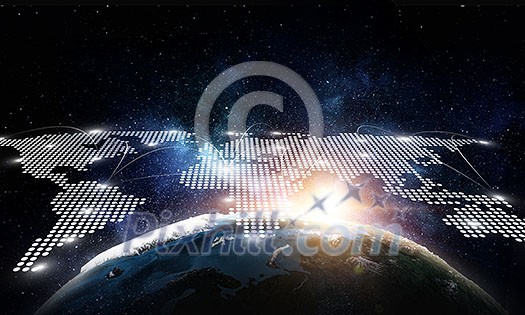Earth planet and world map as networking concept. 3d rendering. Elements of this image are furnished by NASA Earth planet and world map as networking concept. 3d rendering. Elements of this image are furnished by NASA
