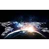 Earth planet and world map as networking concept. 3d rendering. Elements of this image are furnished by NASA