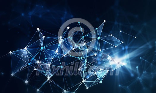 Abstract blue background with connection lines and dots. 3d rendering Abstract blue background with connection lines and dots. 3d rendering