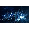 Abstract blue background with connection lines and dots. 3d rendering