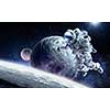 Astronaut in gravity. Elements of this image furnished by NASA.