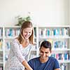Students in a library