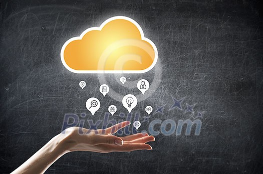 Concept of wireless connection and cloud computing. Mixed media Concept of wireless connection and cloud computing. Mixed media