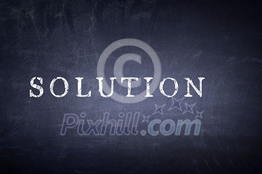 Solution word written on concrete wall. Mixed media Solution word written on concrete wall. Mixed media