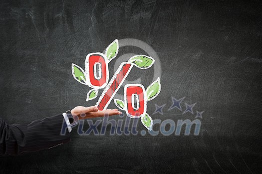 Close up of businessman hand with tree in palm Close up of businessman hand with tree in palm