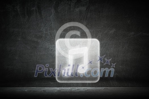 Musical note icon on grey concrete background Musical note icon on grey concrete background